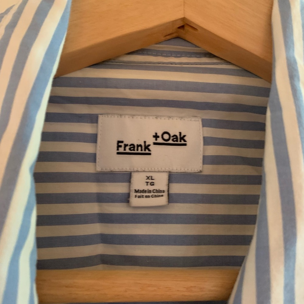 Frank & Oak Womens Light Blue and White Striped Shirt